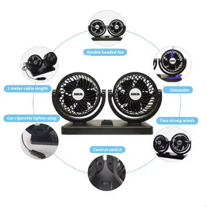 Car Fan Dual Head 4-Inch 12V/24V