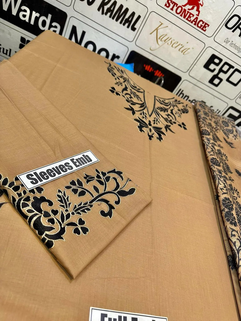 3 Pcs Women's Unstitched Embroidered Suit